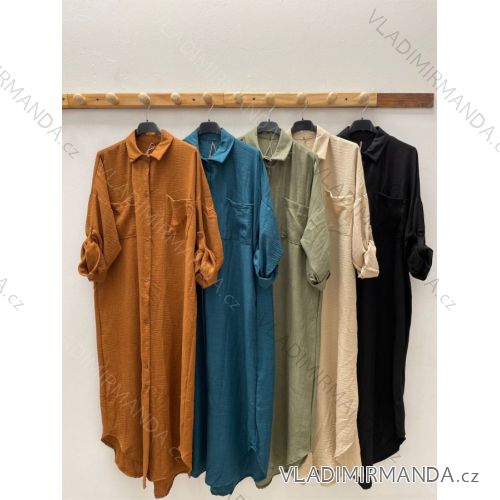 Šaty košeľové dlhý rukáv dámske (S/M ONE SIZE) TALIANSKA MÓDA IMPDY22FHAO35177