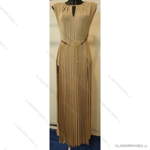 Šaty dlhé s plisovanou sukňou bez rukávov dámske (S/M ONE SIZE) TALIANSKA MÓDA IMPMM22355800016