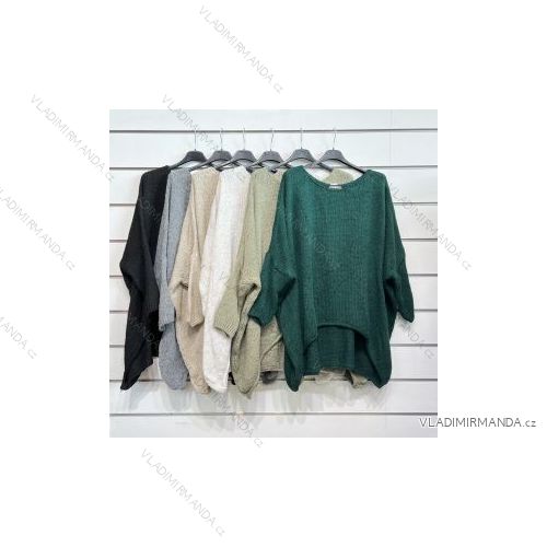 Svetr pletený oversize dlouhý rukáv dámský (S/M ONE SIZE) ITALSKÁ MÓDA IMPSH223206