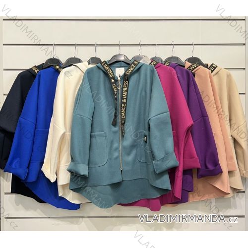Mikina na zips s kapucňou dlhý rukáv dámska (S/M ONE SIZE) TALIANSKA MÓDA IMPSH2221274