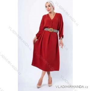 Šaty elegantné s opaskom dlhý rukáv dámske (S/M/L ONE SIZE) TALIANSKA MóDA IM42255319