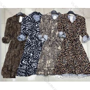 Šaty dlhé košeľové dlhý rukáv dámske leopard (S/M/L ONE SIZE) TALIANSKA MÓDA IMWA223030