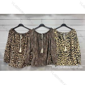 Tunika/blúzka carmen dlhý rukáv dámska leopard (S/M/L ONE SIZE) TALIANSKA MÓDA IMWGS22001