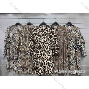 Šaty košeľové dlhý rukáv dámske leopard (S/M/L ONE SIZE) TALIANSKA MÓDA IMWGS22006