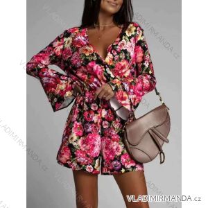 Overal krátky elegantný dlhý rukáv dámsky kvetovaný (S/M ONE SIZE) TALIANSKA MÓDA IMWA223045