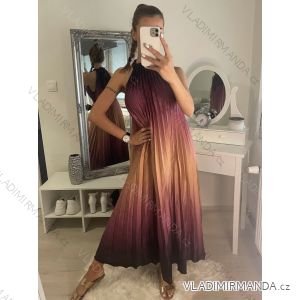 Šaty dlhé letné ombré skládané bez rukávu dámske (S/M/L/XL ONE SIZE) TALIANSKA MÓDA IMPLM222294/DR