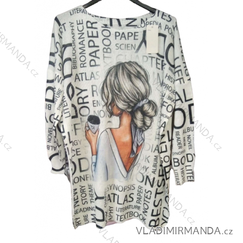 Sveter dlhý rukáv dámsky nadrozmer (L/XL/2XL ONE SIZE) TALIANSKA MÓDA IM42210434