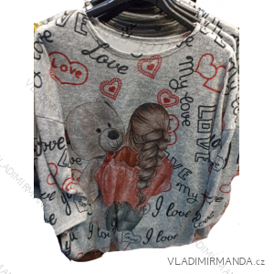 Sveter oversize dlhý rukáv tenký s potlačou dámsky (L/XL ONE SIZE) TALIANSKA MóDA IMB22330