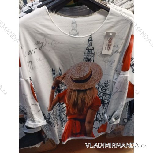 Sveter oversize dlhý rukáv tenký s potlačou dámsky (L/XL ONE SIZE) TALIANSKA MóDA IMB22331