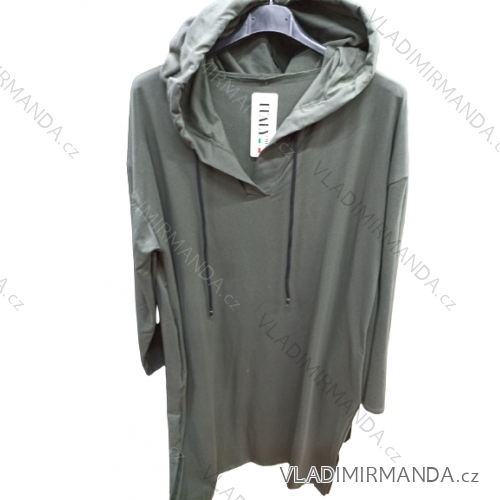Šaty mikinové/mikina predĺžená s kapucňou dlhý rukáv dámske (S/M ONE SIZE) TALIANSKA MóDA IM4221323