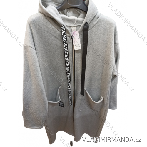 Mikina na zips s kapucňou dlhý rukáv dámske (L/XL/2XL ONE SIZE) TALIANSKA MóDA IM4221315