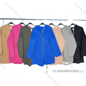 Mikina na zips s kapucňou dlhý rukáv dámske nadrozmer (XL/2XL ONE SIZE) TALIANSKA MóDA IM4221059
