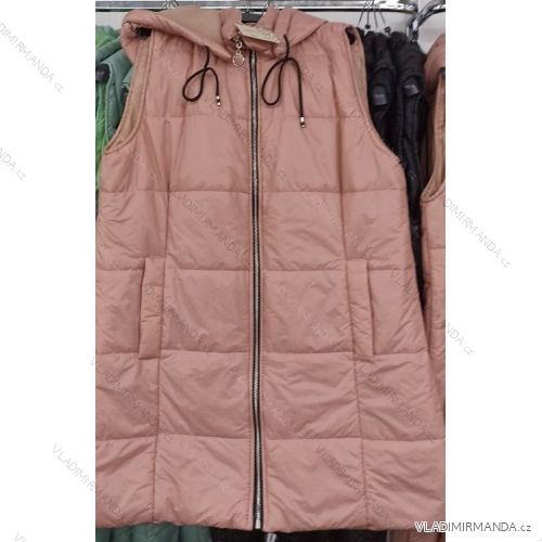 Vesta s kapucňou bez rukávu dámske nadrozmer (S-2XL) TALIANSKA MóDA IM4221302