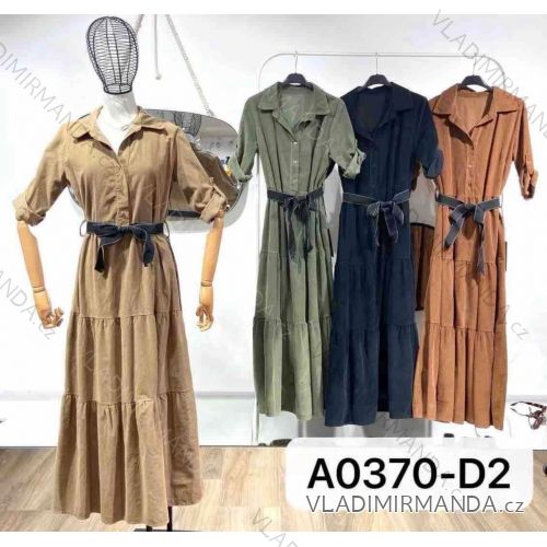 Šaty dlhé elegantné košeľové dlhý rukáv dámske (UNI S/M) TALIANSKA MÓDA IMM201069