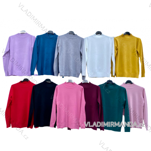 Sveter úpletový so stojačikom dlhý rukáv dámsky (S/M ONE SIZE) TALIANSKA MÓDA IMD22771