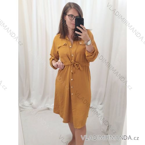 Šaty košeľové dlhý rukáv dámske (M/L/XL ONE SIZE) TALIANSKA MÓDA IMWG22496