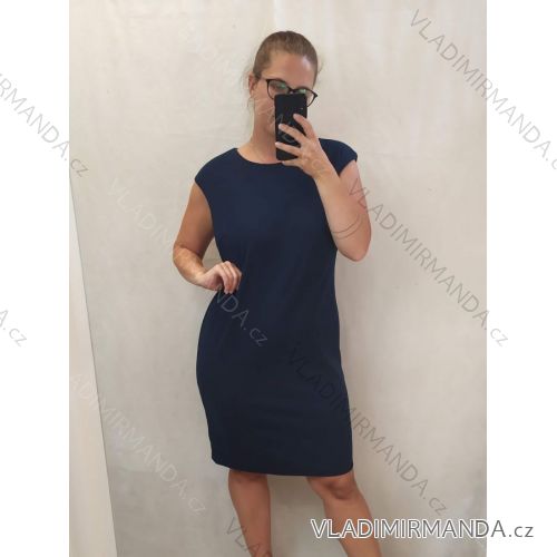 Šaty elegantní šaty  dámske nadrozmer (L-2XL ) TALIANSKA MODA IMB22BLAU