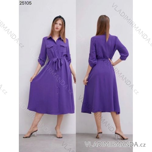Šaty dlhé košeľové dlhý rukáv dámske (S/M ONE SIZE) TALIANSKA MÓDA IMPLI2225105