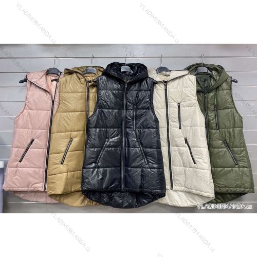 Vesta dlhá s kapucňou bez rukávu dámska (S/M ONE SIZE) TALIANSKA MÓDA IMWGS3198