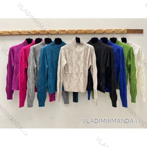 Svetr pletený dlouhý rukáv dámský (S/M ONE SIZE) ITALSKÁ MÓDA IMPDY22JXYMS80142