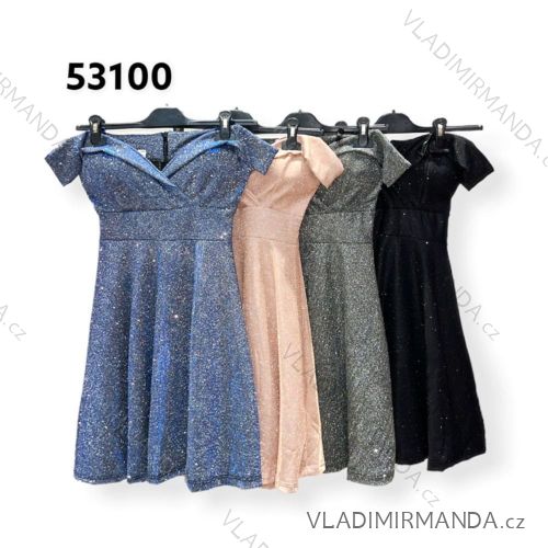 Šaty elegantné spoločenské plesové trblietavé carmen dámske (S/M ONE SIZE) TALIANSKA MÓDA IMPHD2251300