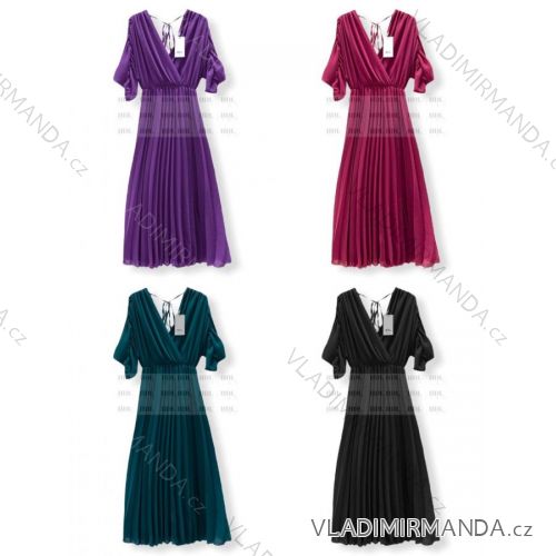 Šaty elegantné dlhé krátky rukáv dámske (S/M ONE SIZE) TALIANSKA MÓDA IMPHD2210790