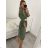 Šaty s opaskom dlhý rukáv dámske (L/XL/2XLONE SIZE) TALIANSKA MÓDA IMPSH246060 zelená khaki S/M