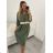 Šaty s opaskom dlhý rukáv dámske (L/XL/2XLONE SIZE) TALIANSKA MÓDA IMPSH246060 zelená khaki S/M