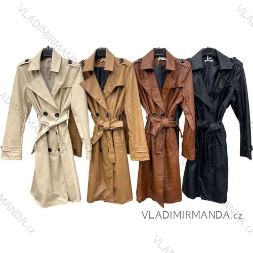 Kabát jesenný koženkový dlhý rukáv dámsky (S/M ONE SIZE) TALIANSKA MÓDA IMPLM2255500
