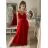 Šaty dlhé elegantné spoločenské na ramienka dámske (S/M ONE SIZE) TALIANSKA MÓDA IMPSH243670 béžová S/M