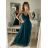 Šaty dlhé elegantné spoločenské na ramienka dámske (S/M ONE SIZE) TALIANSKA MÓDA IMPSH243670 béžová S/M
