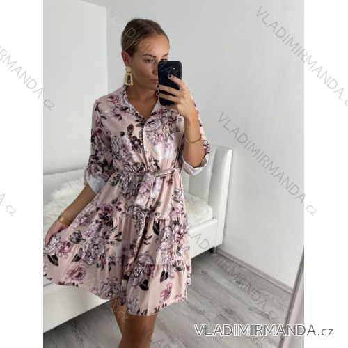Šaty košeľové dlhý rukáv dámske (S/M/L ONE SIZE) TALIANSKA MÓDA IM622105