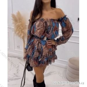 Šaty carmen šifónové dlhý rukáv dámske (S/M ONE SIZE) TALIANSKA MÓDA IMWGS223374