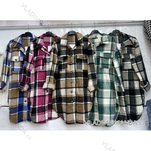 Kabát flanelový jesenný dámsky (S/M/L ONE SIZE) TALIANSKA MÓDA IMWC223379