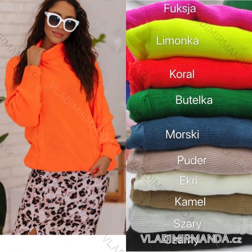 Sveter s rolákom dlhý rukáv dámsky (M/L/XL ONE SIZE) POLSKÁ MÓDA PMWN22002