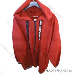 Kabát brúsená koženka so zipsom s kapucňou dámska nadrozmer (L/XL ONE SIZE) TALIANSKA MÓDA IM422843