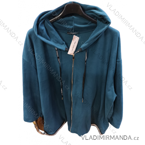 Mikina zamatová s kapucňou dámska (L/XL ONE SIZE) TALIANSKA MÓDA IM422844