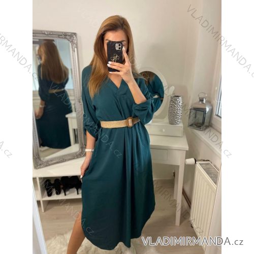 Šaty s opaskom dlhý rukáv dámske (S/M/L ONE SIZE) TALIANSKA MÓDA IMWA223453