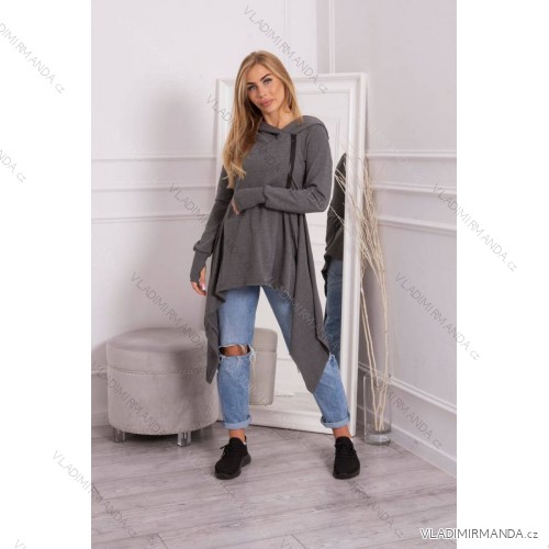 Grafitová mikina s kapucňou s bočným zipsom