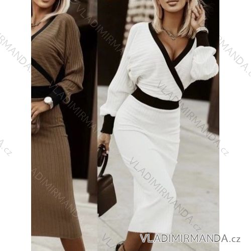 Šaty elegantný dlhý rukáv dámske (S/M ONE SIZE) TALIANSKA MÓDA IMWB22277