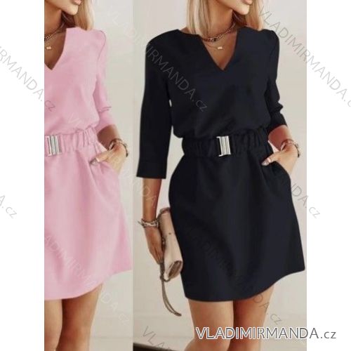 Šaty elegantné s opaskom dlhý rukáv dámske (S/M ONE SIZE) TALIANSKA MÓDA IMWB22298