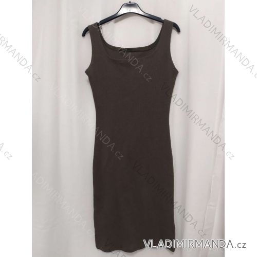 Šaty dlhé riadkované na ramienka dámske (S/M/L ONE SIZE) TALIANSKA MÓDA IMWG221734/DR S/M khaki
