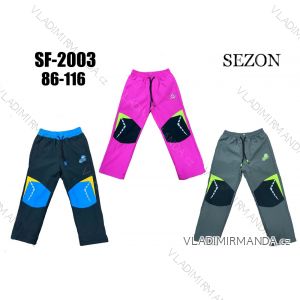 Nohavice šusťákové zateplené flaušom detské dievčenské a chlapčenské (86-116) SEZON SEZ22SF-2003