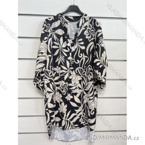 Tunika košeľová predĺžená s opaskom dlhý rukáv dámska (S/M ONE SIZE) TALIANSKA MÓDA IMPSH228346