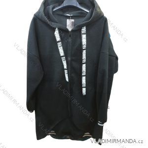 Kabát flaušový so zipsom s kapucňou dámska nadrozmer (L/XL ONE SIZE) TALIANSKA MÓDA IM422848