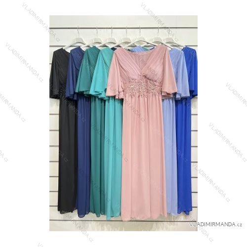 Šaty elegantné spoločenské krátky rukáv dámske nadrozmer (XL/2XL ONE SIZE) TALIANSKA MÓDA IMPSH22x19156L