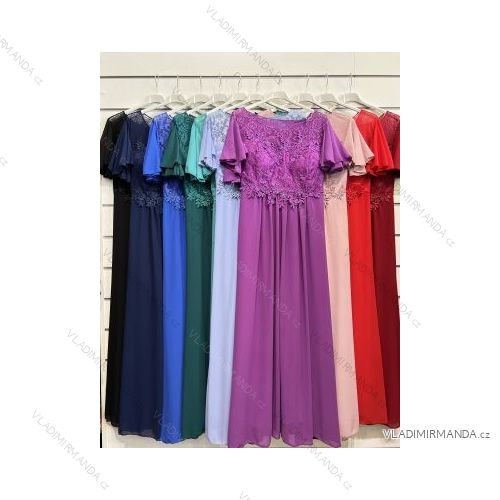 Šaty elegantné spoločenské krátky rukáv dámske nadrozmer (XL/2XL ONE SIZE) TALIANSKA MÓDA IMPSH22x19086L