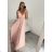 Šaty elegantné spoločenské na ramienka dámske (S/M ONE SIZE) TALIANSKA MÓDA IMM22fs52571/DR tmavo ružová