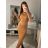 Šaty dlhé úpletové s rolákom krátky rukáv dámske (S/M ONE SIZE) TALIANSKA MÓDA EXTRA ME IMM22FD51751