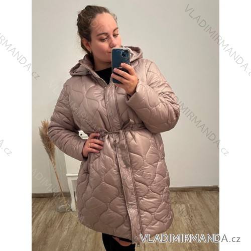 Bunda s kapucí nadrozměr (54-62) LIBLAND LIB22LD-7738 tmavo béžová 56